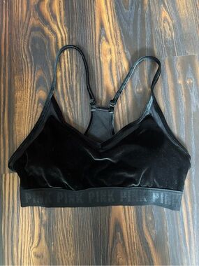PINK Victoria's Secret Black Velvet Bralette with Racerback